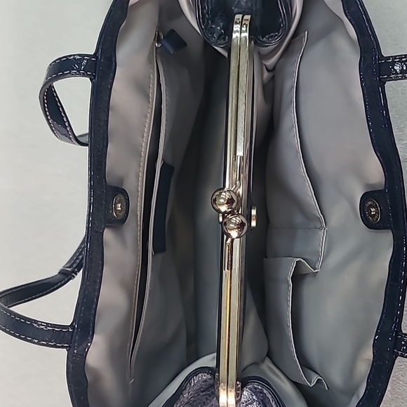 Navy Coach Patent Leather Signature Carryall - Picture 3 of 4